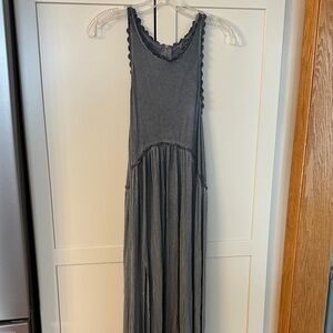 POL Charcoal halter Sleeveless Dress maxi dress with side slits